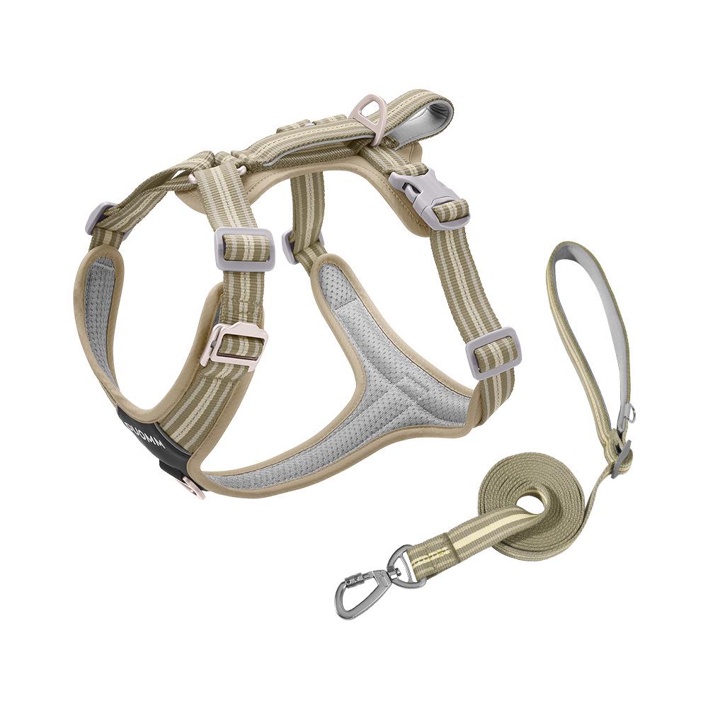 Shock-Absorbing Reflective Dog Harness with Double Handle for Large Breeds