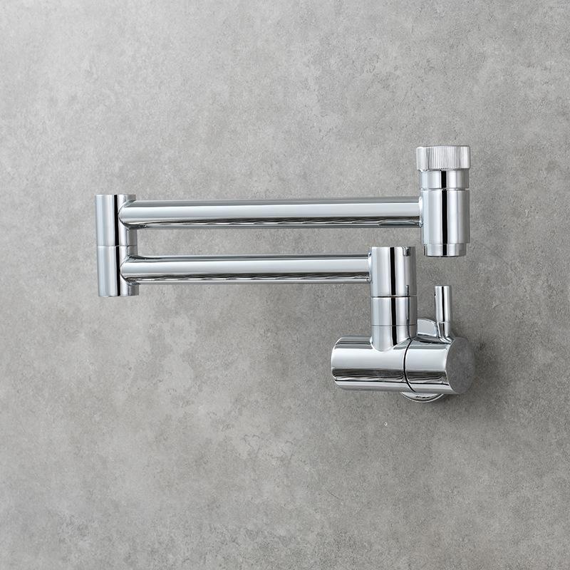 Brass Kitchen Wall Mounted Sink Faucet Rotary Folding Single Cold Faucet Single Hole Single Handle Vegetable Basin Tap