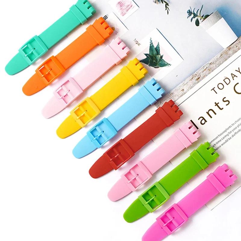 Correa de silicona impermeable para reloj Swatch, pulsera de goma suave para hombre y mujer, correa de repuesto de 16/17/19/20 mm.