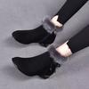 New Comfortable Low-heeled Small Short Boots, Fleece Autumn and Winter Fluffy Shoes, Round Head Suede Matte Soft Leather and Ankle Boots