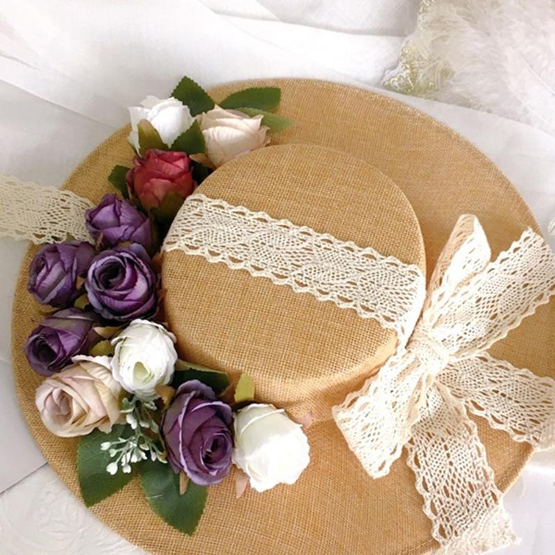 Summer Women Lolita's Hat Tea Party Hat Outdoor Sunscreen Flower Decor Sunshade Flat Hat Summer Beach Vacation Hats