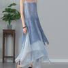 2025 Summer Irregular Hem Spray Paint Strappy Dress for Travel Photography