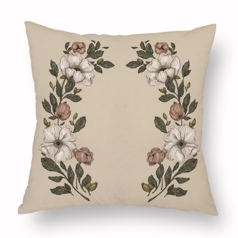 Flower Fox Pillowcase Cushion Animal skull Print Sofa Soft Pillowcase Retro Living Room Bedroom Home Decor Pillowcase