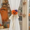 Cartoon Style Halloween Curtain Decor Tiebacks, Funny Witch Hat Pumpkin Ghost Window Straps, Soft Polyester Cotton Tiebacks Lightweight Adjustable