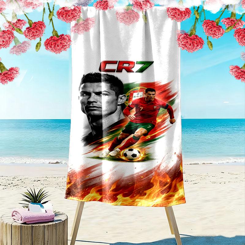 CR7 Print Beach Towel, Large Soft Quick Dry Towel for Beach Camping Swimming