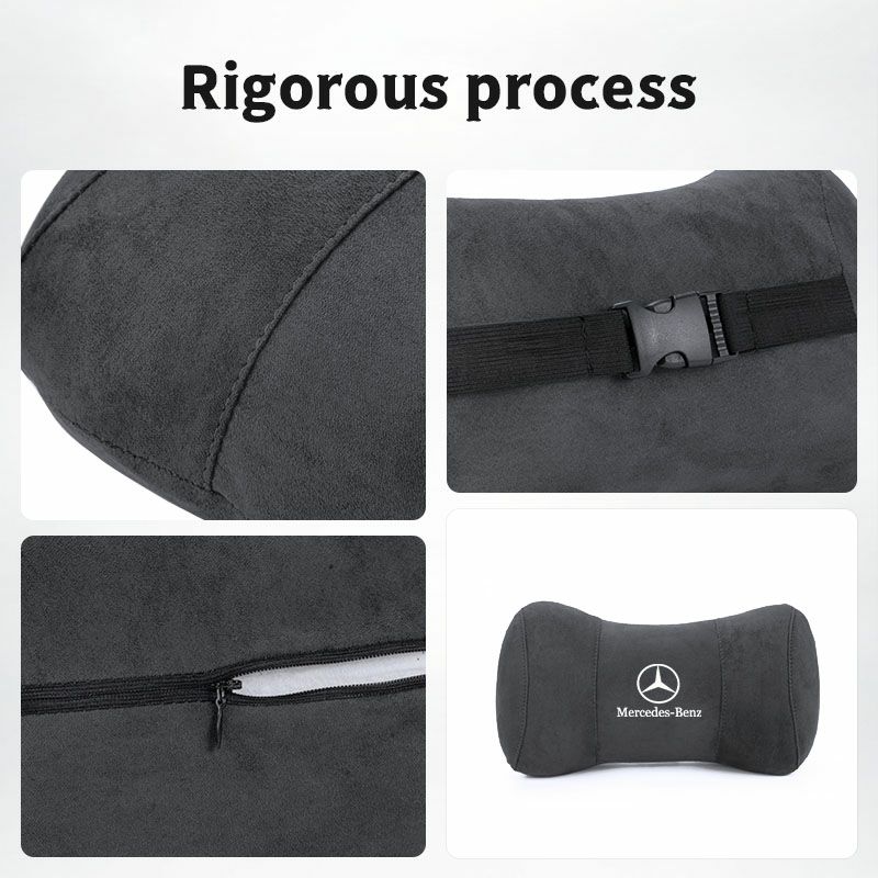Car Seat Suede Memory Cotton Neck Pillow Headrest For Mercedes Benz AMG W205 C300 W203 W206 W108 W124 W126 W140 W168 GLA GLB GLC FV1