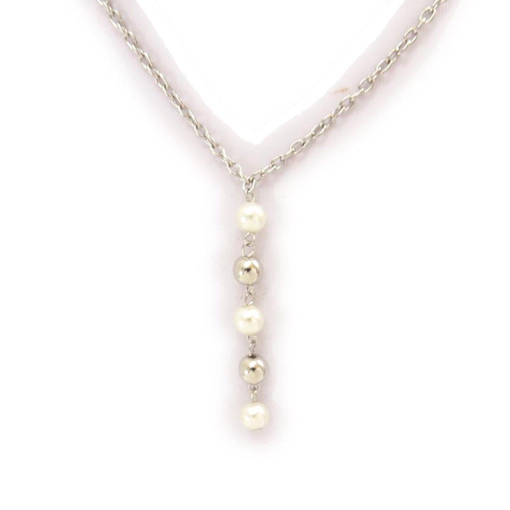 Les Trésors De Lily [J7777] - Silver Ivory 'Perla' Necklace
