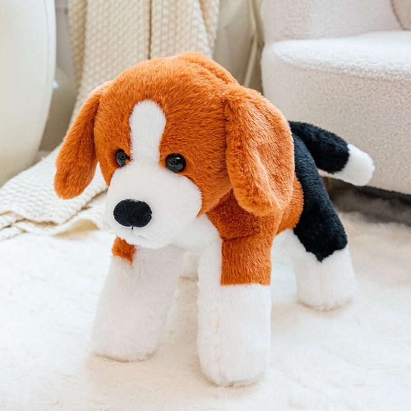 Realistic Beagle Dog Plush Toy Soft Fluffy Standing Puppy Stuffed Animal Doll Cute Pet Plushies Birthday Gift for Kids Girls