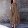 Trendy Women Summer Sleeveless Loose Pocket Big Hem Simple Style Solid Color Vestidos Lady Spring Fashion New Long Dress