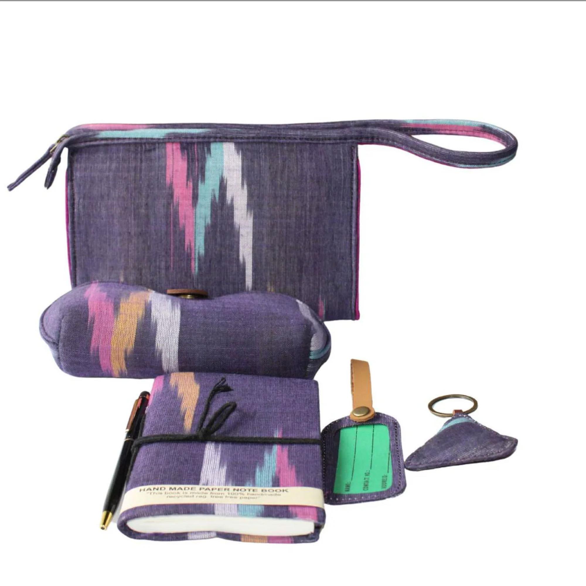 Travel Cum Organizer Kit – Purple Ikkat Edition фиолетовый