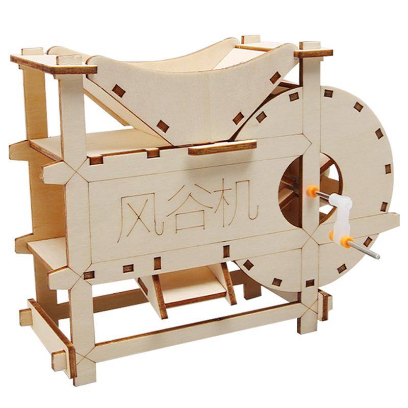 3D Wooden Puzzle DIY Physical Model Science Experiment Educational Toy Password Box Grain Fan Assembly Model DIY Decoration Gift