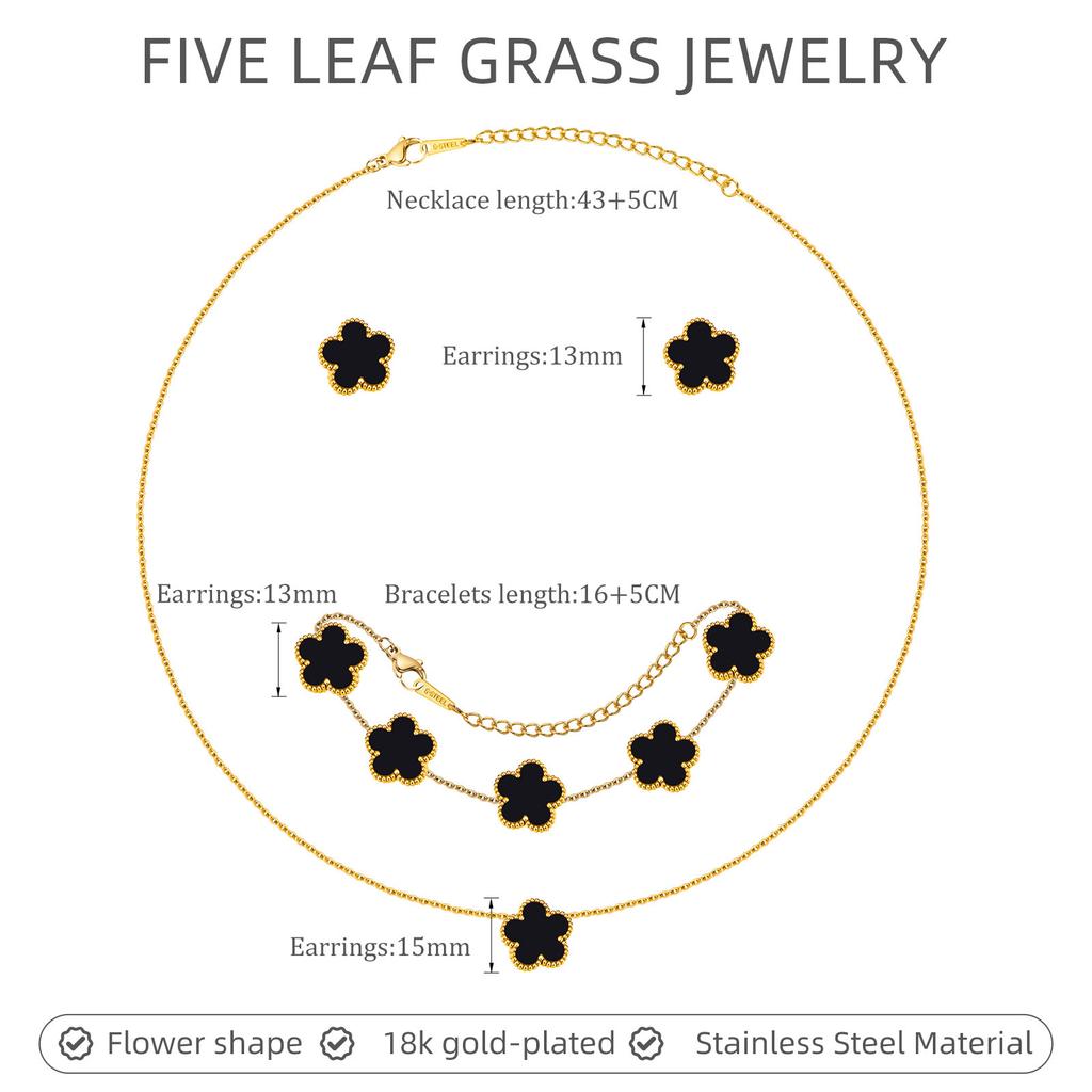 Ensemble collier, bracelet, boucles d'oreilles couleur Or 18 carats pour femmes, Pendentif fleur en acier inoxydable, Cadeau d'anniversaire pour Maman, Épouse, Petite amie