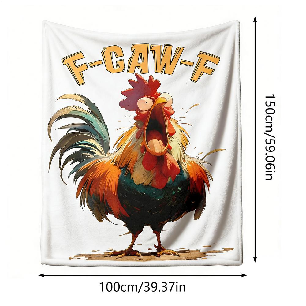 Funny F-Caw-F Chicken FCAWF Plush Blanket Novelty Velvet Throw Blanket For Home Decor Super Warm Holiday Stocking Stuffers