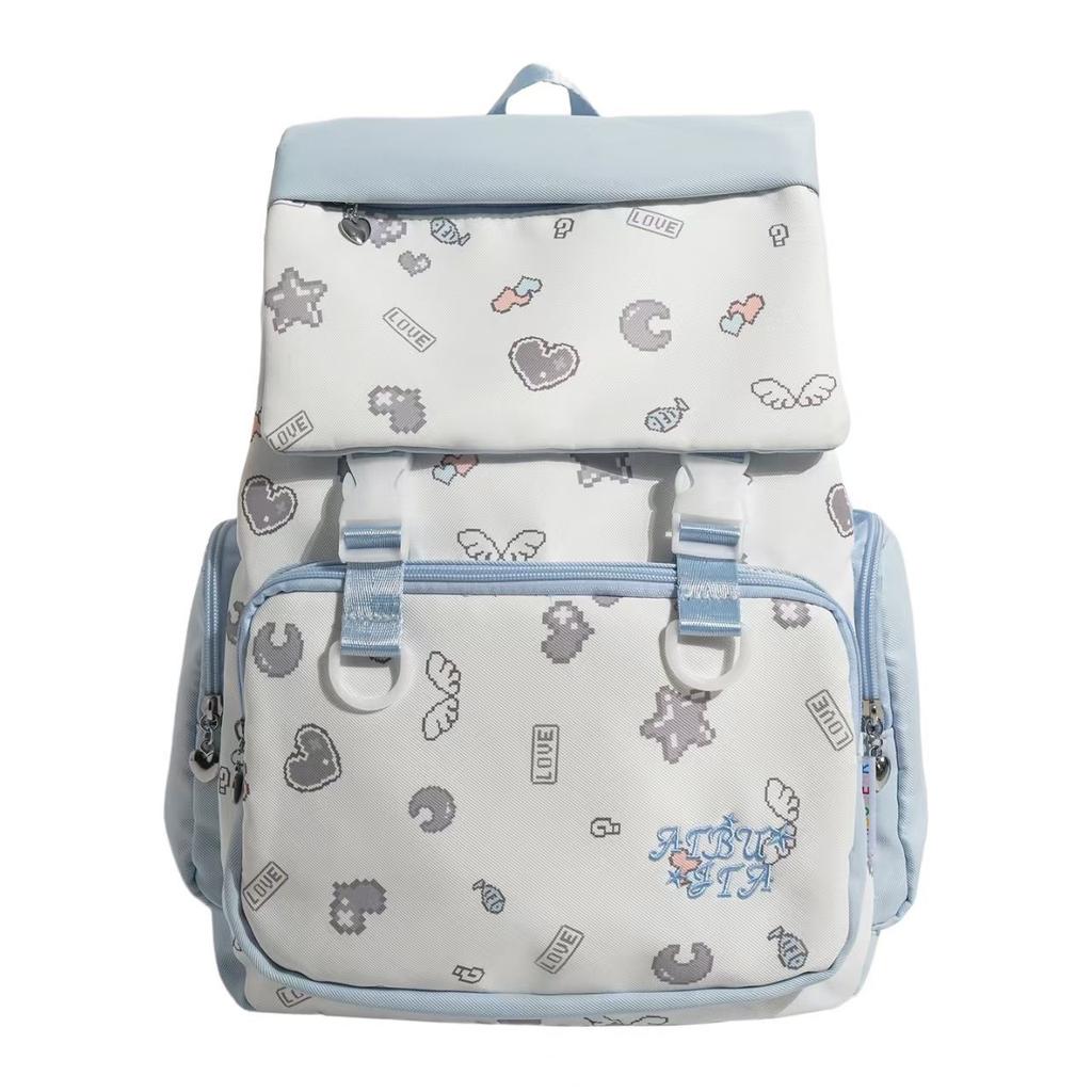Schoolbag new Korean version fashion double backpack junior high school college style schoolbag cute casual ins niche travel backpack