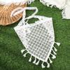 AWAYTR Summer White Woven Floral Lace Hair Scarf Wraps Women Retro Triangle Headscarf Hat Travel Photo Headband Hair Accessories
