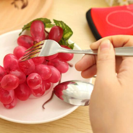 3 st Gaffel Sked Ätpinnar Resebestick i rostfritt stål Bärbar campingväska