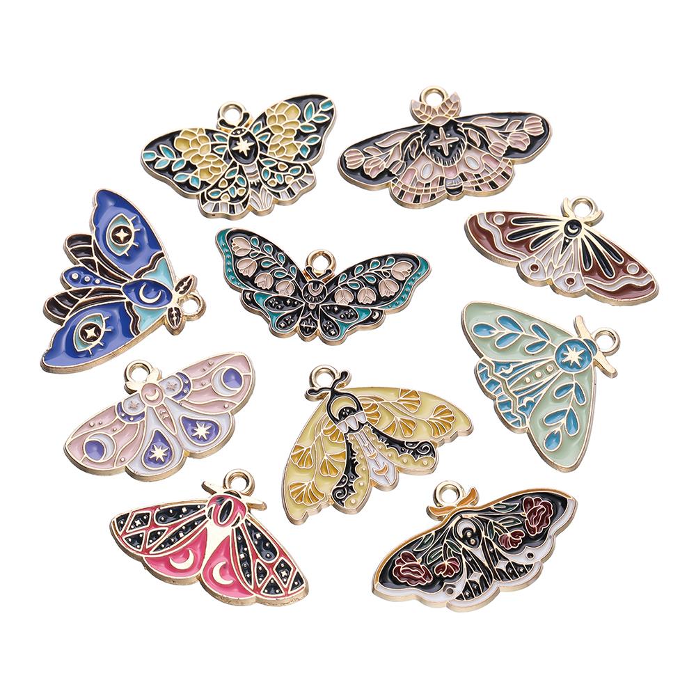 10pcs Enamel Butterfly Alloy Pendants Colorful Dropping Oil Necklace Charms For DIY Jewelry Bracelet Earrings Making Findings