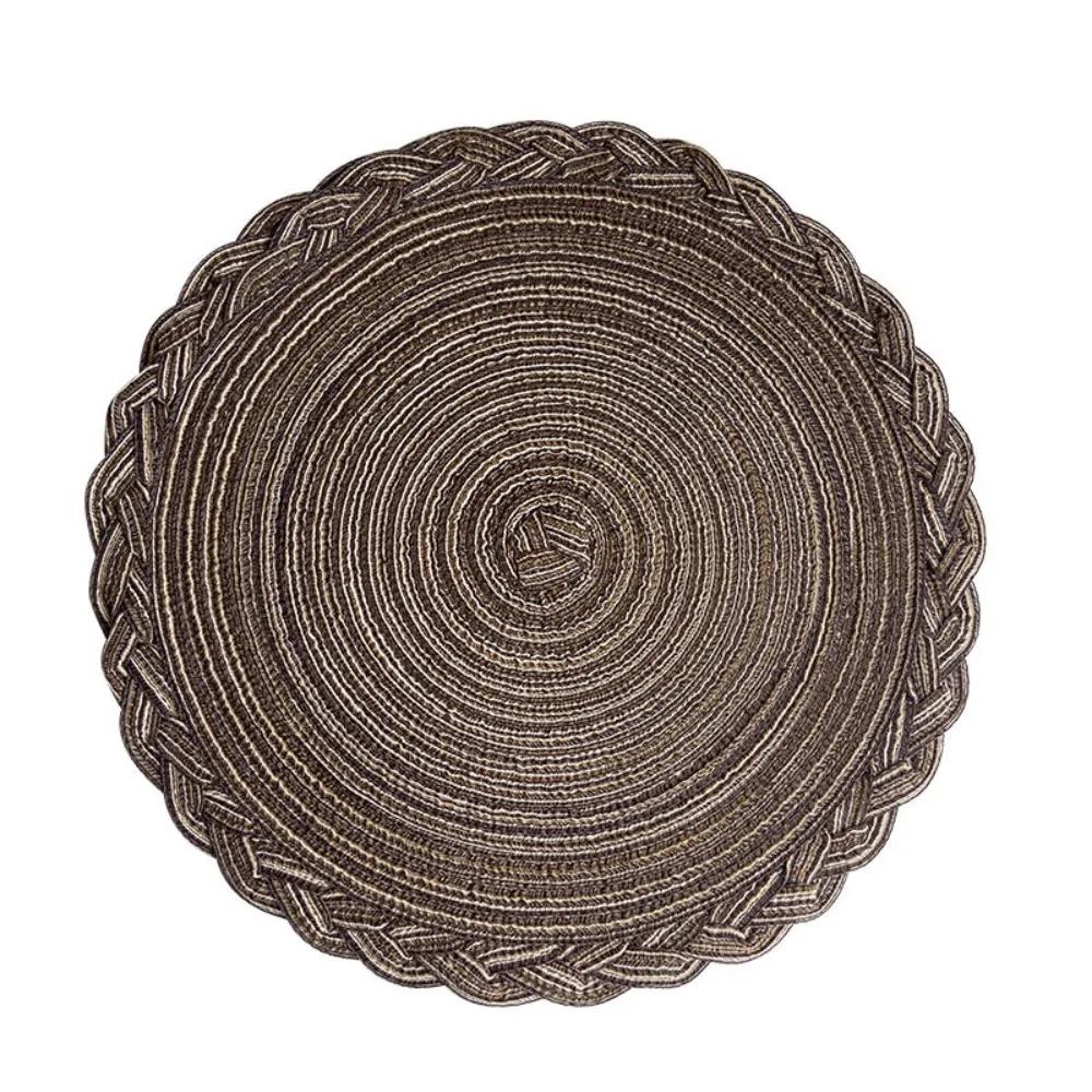 183038Cm Tafelkleed Rond Placemat Individueel Voor De Tafel Rond Geweven Vinyl Antislip Keukentafelgerei Onderzetter Decoratie (coffee,18cm)