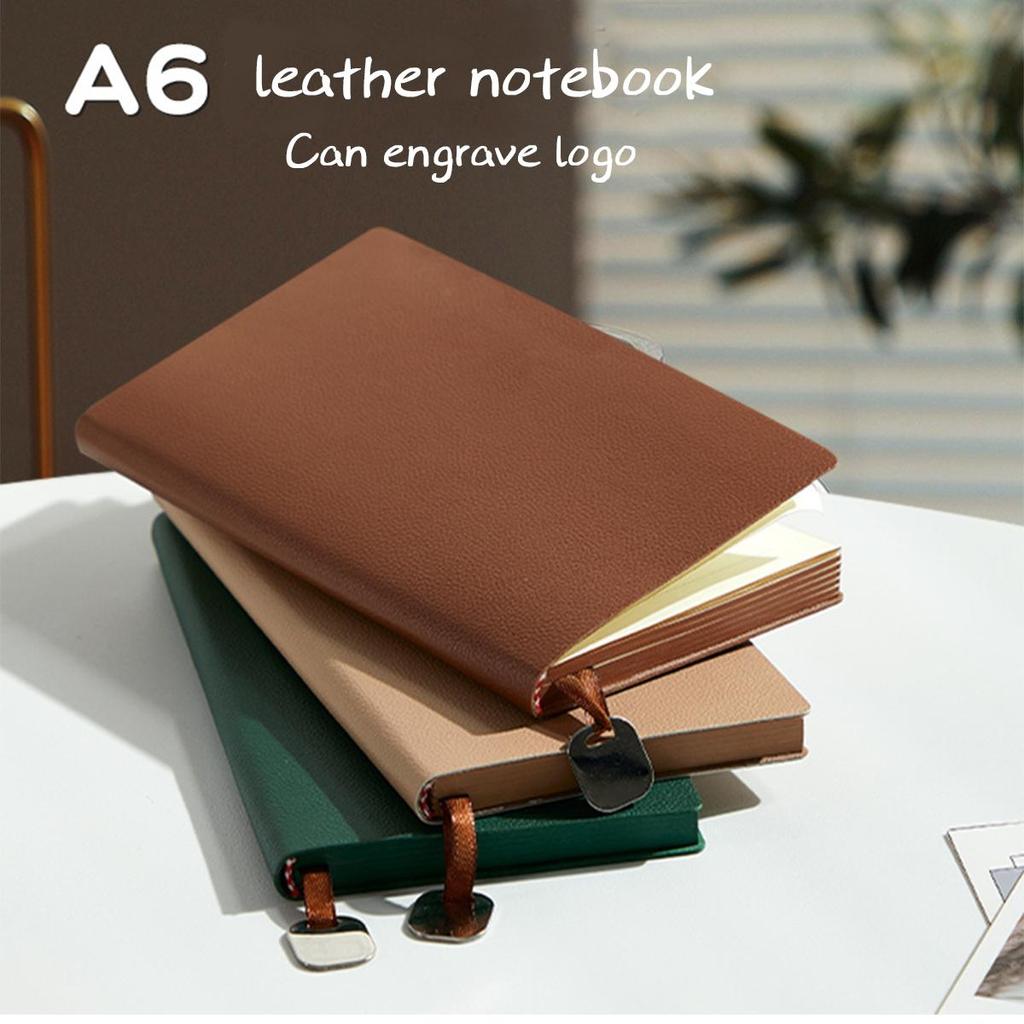 A6 litchi leather thickened student subject notebook, small diary, work notebook, business meeting record book, 96 sheets 192 pages