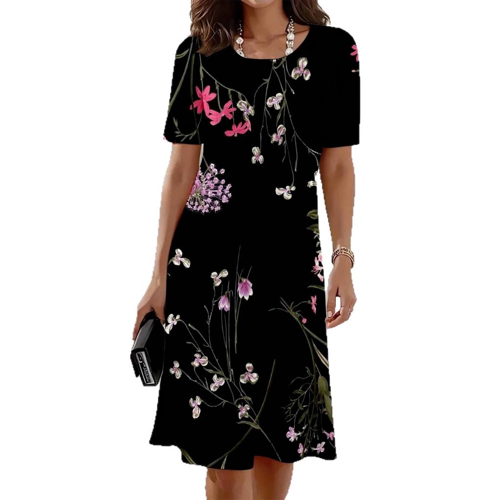 New summer mid-length dress 3D printed design casual for outings and parties