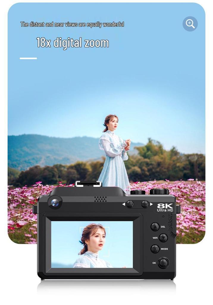 8K Dual Lens HD Camera with Optical Zoom, WiFi, and Filters