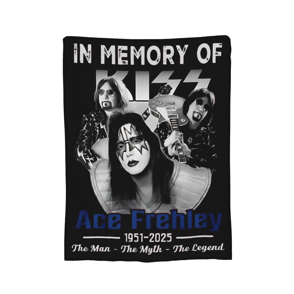 Ace Frehley RIP 1951-2025 Wool Blankets Kiss Band Custom Throw Blankets for Home 200x150cm Rug Piece,
