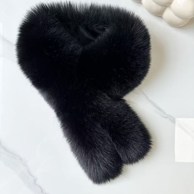 Herren Damen Kunstfuchsfell Magnetischer Schal Dick Warm Halskragen Einfach Vielseitig Winter Plüsch Nackenschutz
