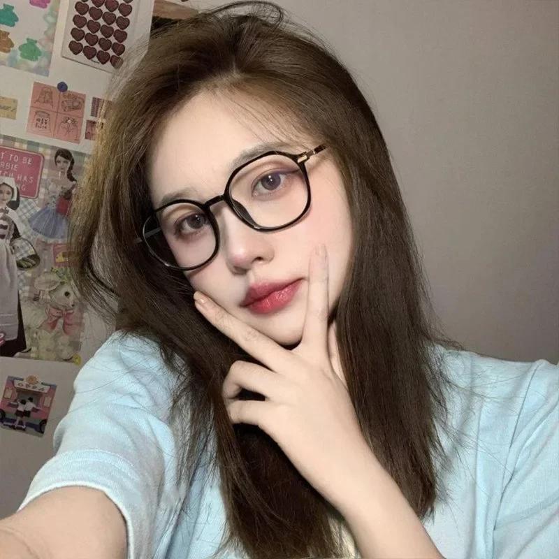 4PCS Fashion Round Glasses Replaceable Lens Plain Transparent Computer Eyeglasses Anti-Blue Light Elegant Eyewear Women Men