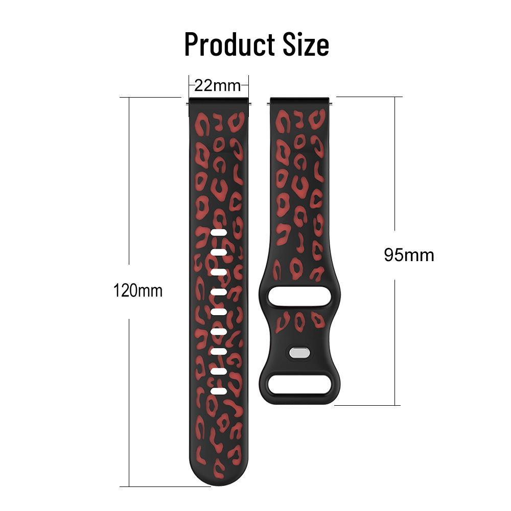 Zweifarbige Leopardenmuster-Silikon-Uhrenarmbänder für Samsung, Huawei, Amazfit, Garmin - Erhältlich in 16/18/20/22 mm