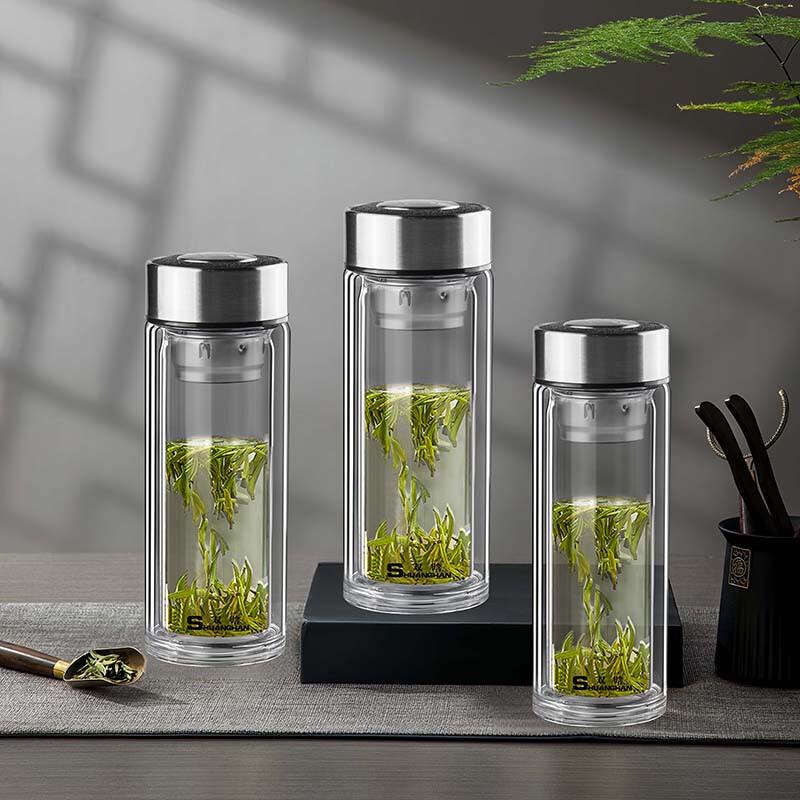 Shuanghan Double-Wall Borosilicate Glass Tea Tumbler