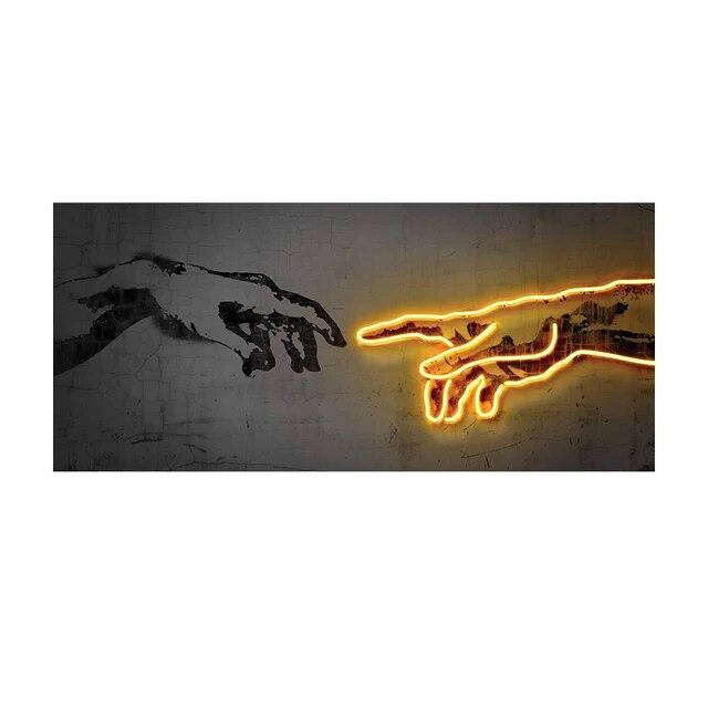 

Неоновый свет, художественный принт на холсте, картина «Рука Бога», абстрактные постеры и принты, настенные художественные картины на холсте для гостиной, домашний декор, без рамки 20*40cm