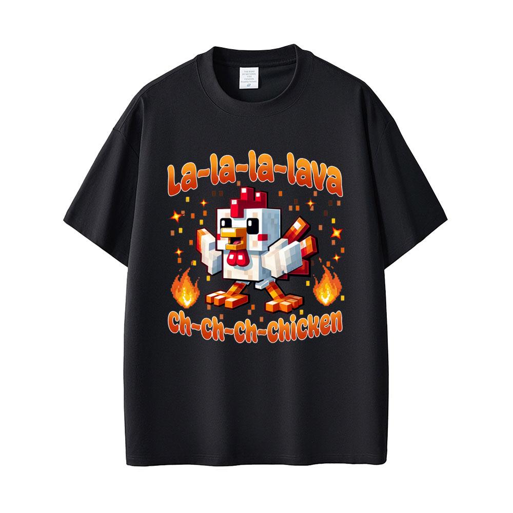 Summer Fashion Lava Chicken Movie Funny Men Women Harajuku Cartoon Short Sleeve T-shirt 100% Pure Cotton Printed T-shirt