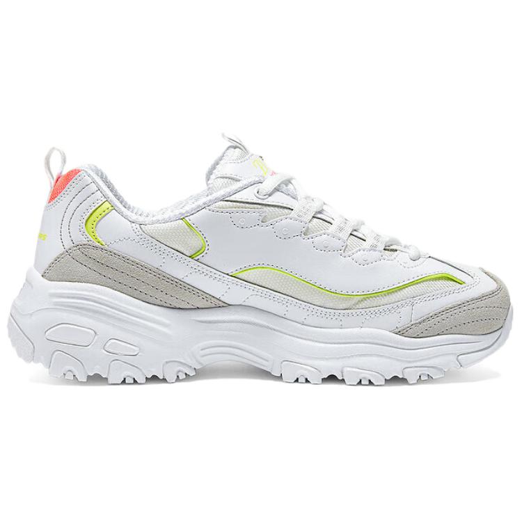 Skechers DLites Comfortable Versatile Low-Top Dad Shoes Women Sneakers White Yellow 150231-WNPL