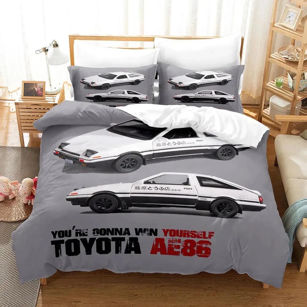 Initial Ae86 Boys Bedroom Bedding Set Single Twin Full Queen King Size Aldult Duvetcover 3D Anime Bed Sheet Set