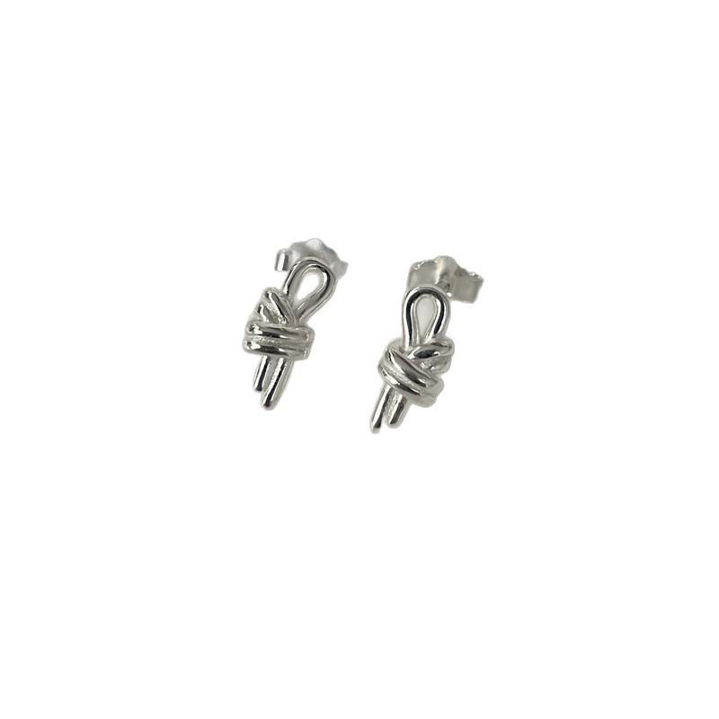 Su Chuang S925 Sterling Silver Twisted Rope Stud Earrings: Korean Style Light Luxury Versatile Ear Jewelry for Women.
