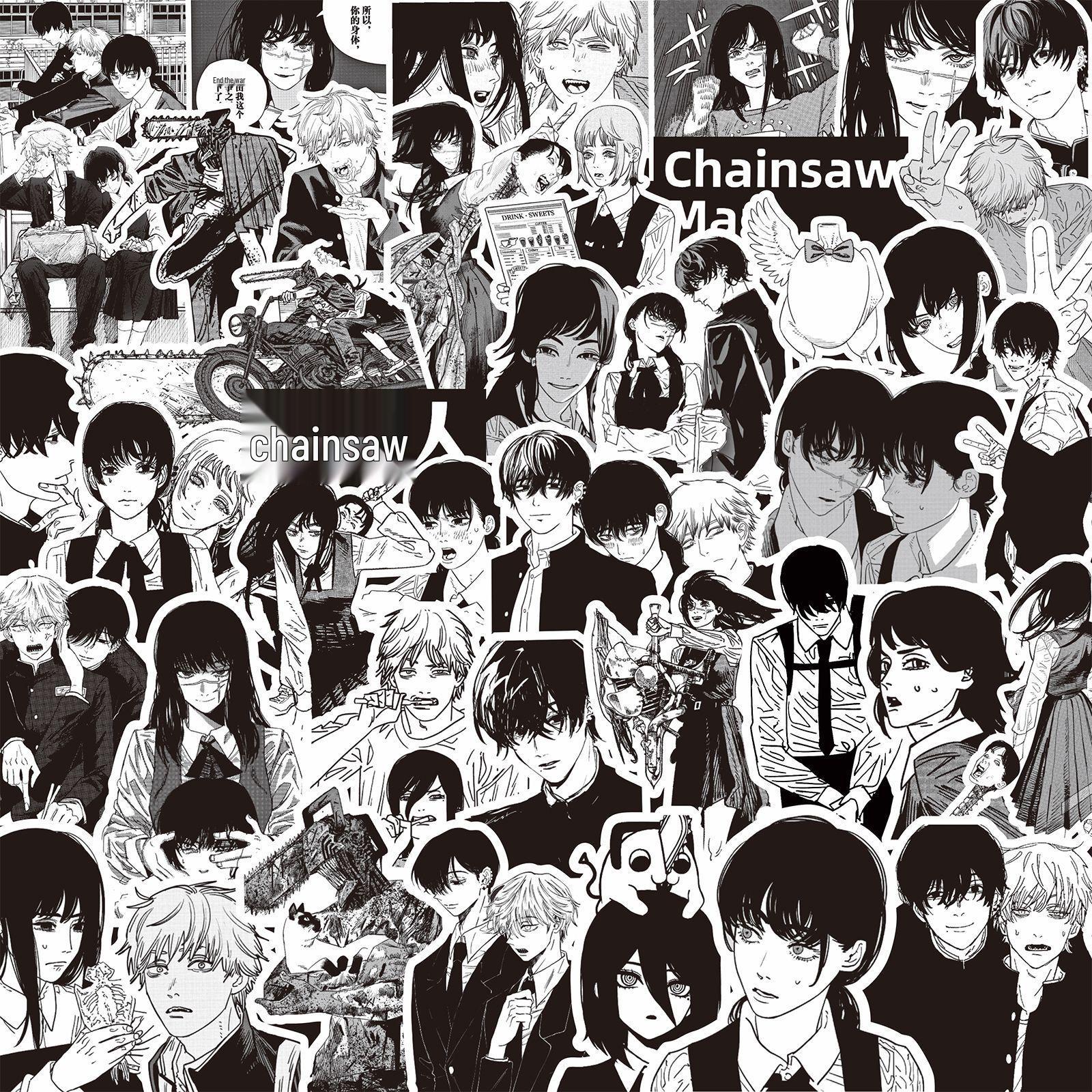 Chainsaw Man Manga Aufkleber: Denji, Power, Makima Schwarzweiß Journal Set