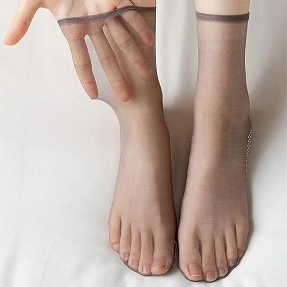 Non-Slip Crystal Glass Silk Socks Skin-Friendly Short Stockings New Silk Sheer Ankle Socks