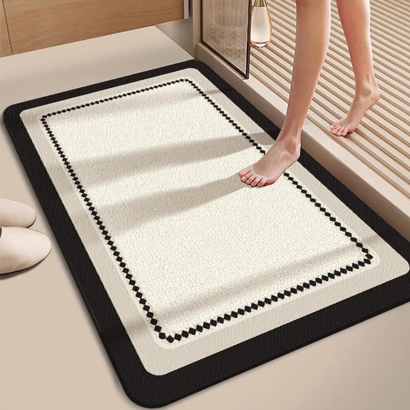 Diatom Mud Bathroom Floor Mat, Easy To Absorb Water, Fast Drying, Anti Slip, and Stain Resistant Bathroom Door