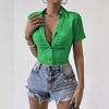 Women's Elegant Solid Colour Fashion Breathable Knitted Short Sleeve Shirt