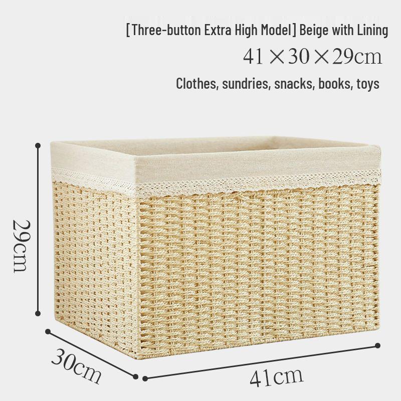 Japanese Style Large Rattan Storage Basket for Clothes, Toys, and Snacks