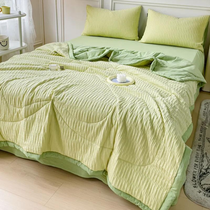 Soybean Fiber Seersucker All Cotton Washed Cotton Summer Quilt Four-Piece Set