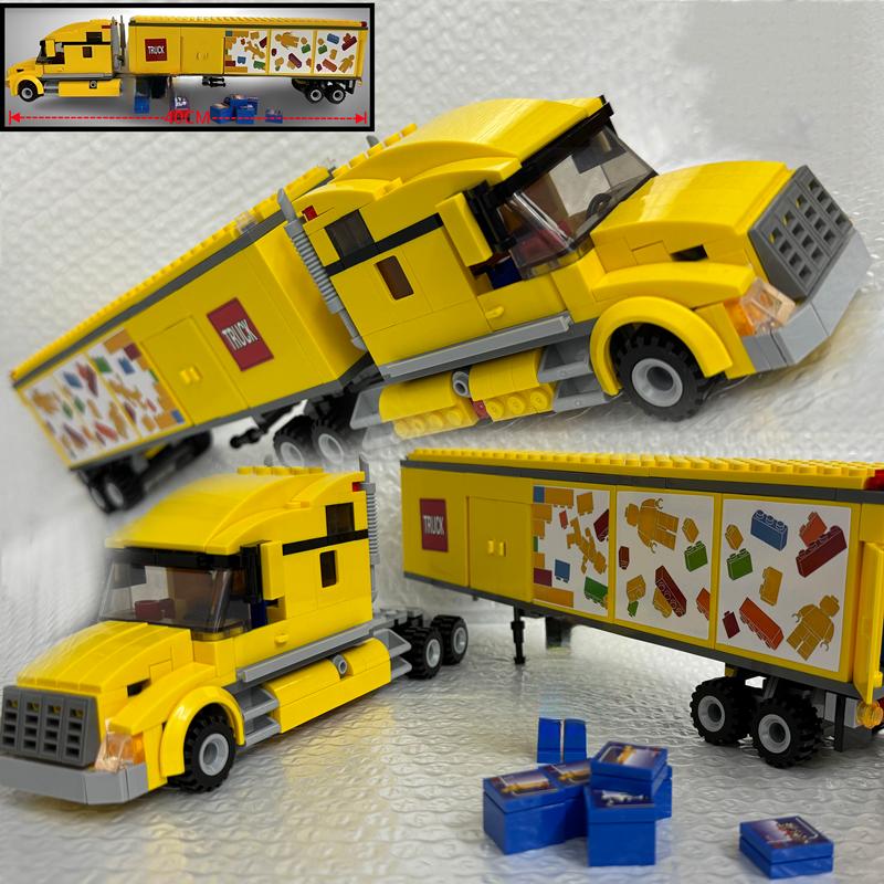 Technical Yellow Freight Transport Truck 60440 Building Block Minifigure Set Vehicle Model Children's Toy Kids Gift