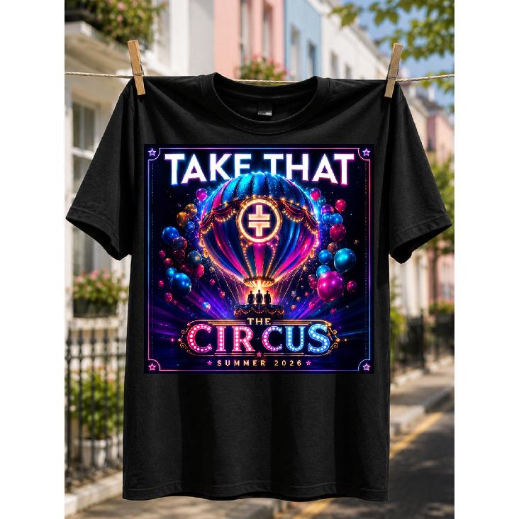 Take That The Circus T-Shirt, Hot Air Balloon Graphic, Neon Carnival Lights, Music Fan Gift, Summer 2026