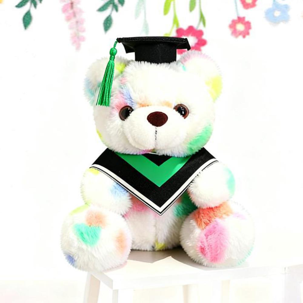 Color Teddy Bear Plush Stuffed Animal With Graduation Cap Kawaii Soft Toys Boys Girls Kids Graduation Gifts Room Home Decoration