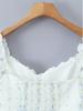 Elegant French Square Neck Floral Tie-Up Top - Women's Summer Slimming Waist-Cinching Shirt