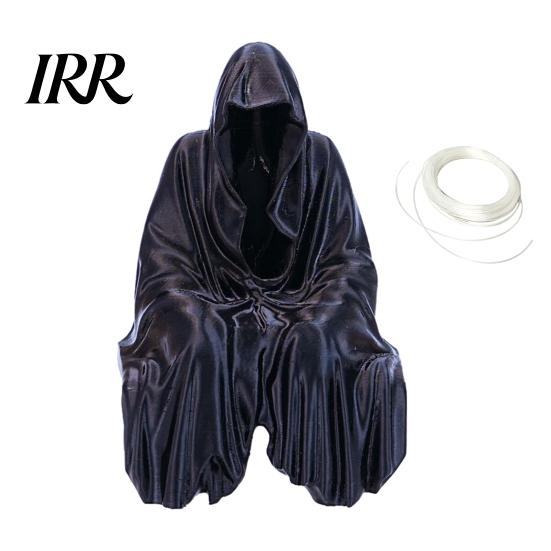 Spooky Halloween Statue Grim Reaper Statue, LED Light Up Black White Robe Figurine, Gothic Hanging Ornament for Home Party Decor