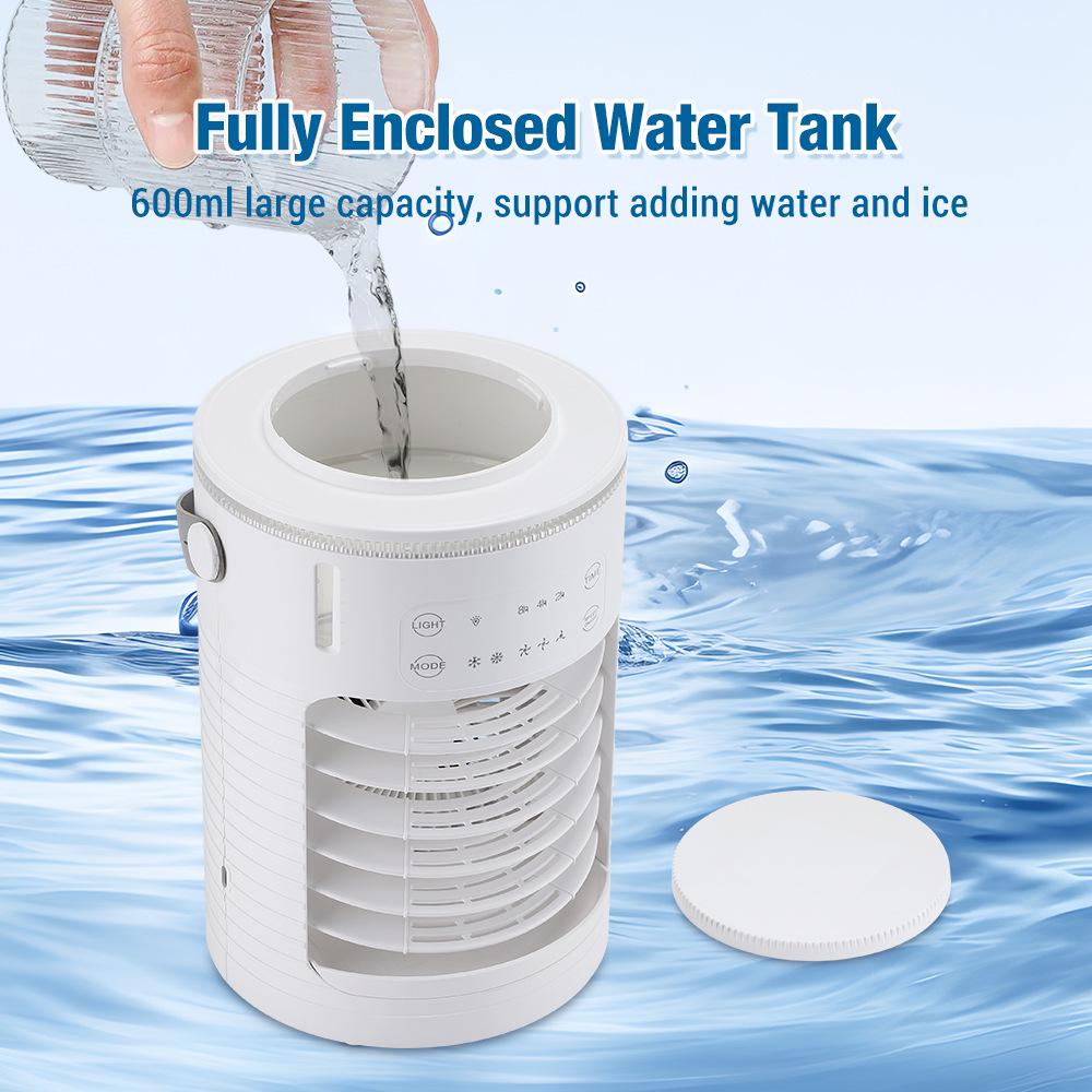 Portable USB Air Conditioner Fan with Ice Water Cooling, 3-Speed, Desktop Compatible