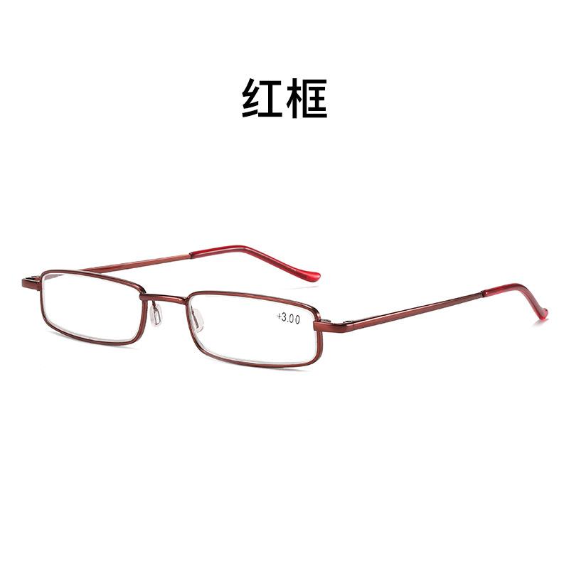 

Pen Holder Anti-Blue Reading Glasses Metal Spring Foot Ultra-Light Frame Portable Elderly Glasses +400