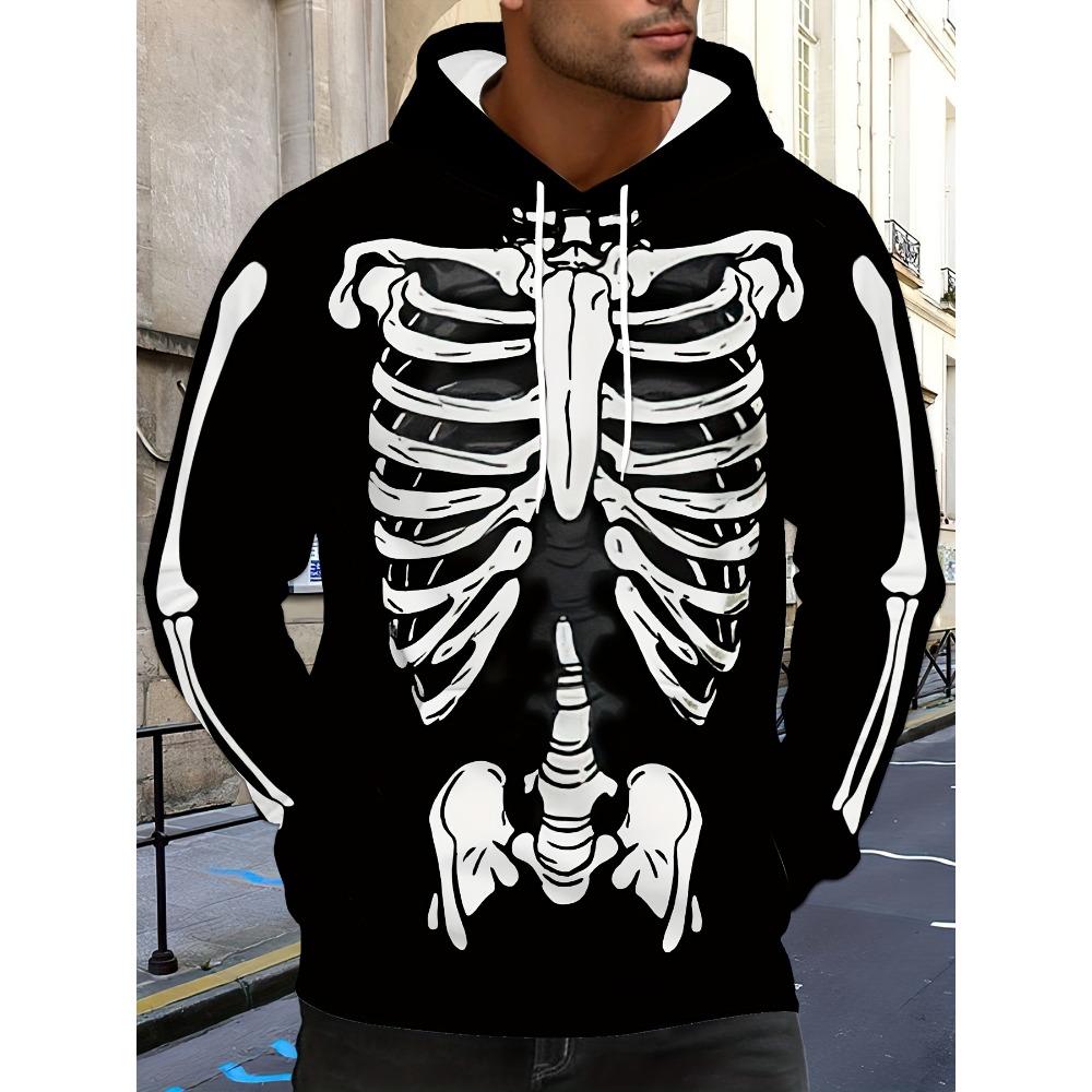 Skull Men's Hoodie Long Sleeved Hoodie Autumn/ Winter Streetwear Top Retro Casual Men's Hoodie Oversized Clothing
