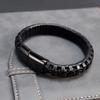 2025NEW Charm Bracelet Retro Black Leather Woven 8mm Stainless Steel Chain Never Fade Men's and Women's Jewelry Chain Gift Boho